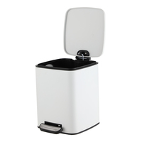 Poubelle carrée antirouille blanche avec poubelle à pédale