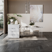 Modernes nordisches Esstisch set Acryl Holz Travertin & Schiefer ausziehbare Küchen insel für Wohn möbel