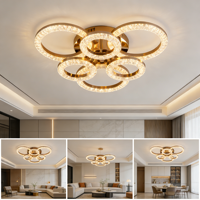 Plafonnier LED en acrylique doré JACKSUN 23,62'' Lumière tricolore Dimmable avec télécommande Plafonnier central pour salon