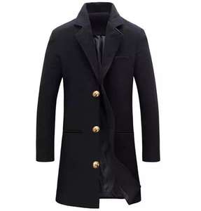 Manteau en laine <span class=keywords><strong>mi</strong></span>-long pour <span class=keywords><strong>homme</strong></span>, manteau d'hiver pour <span class=keywords><strong>homme</strong></span> à simple boutonnage, veste coupe-vent unie pour <span class=keywords><strong>homme</strong></span> - Product Image 2