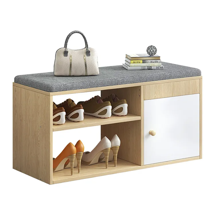 Banco de almacenamiento de zapatos, mueble Zapatero de madera, diseño de Zapatero