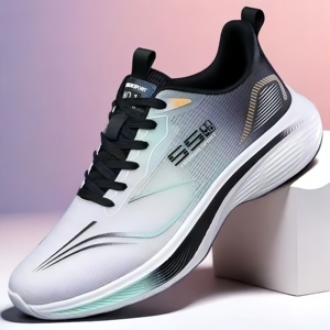 Chaussures de course à lacets pour hommes, en maille respirante, ultra légères, décontractées, semelle souple, absorbant les chocs, antidérapantes, printemps-été - Product Image 3