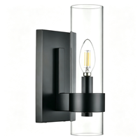 Applique murale LED contemporaine en fer avec abat-jour en verre noir, lampe murale pour usage intérieur, style ferme, éclairage de vanité à économie d'énergie
