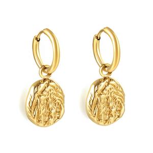Pendientes de Aro Ovalados con Textura Irregular y Martillada, Chapados en Oro de 18k PVD sobre Acero Inoxidable, Joyería de Moda para Mujer - Product Image 1
