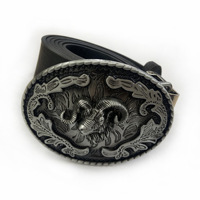 Boucle de ceinture en alliage de zinc tête de mouton, style rétro western cowboy, vente directe d'usine
