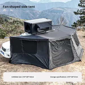 Auvent de voiture autoportant 180, poteau en aluminium rétractable, tissu Oxford imperméable avec lumière LED pour SUV et <span class=keywords><strong>camping</strong></span> - Product Image 2