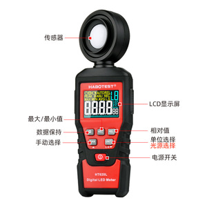 ฮาโบเทสต์เครื่องวัดไฟ LED แบบดิจิตอล Ht620l จอแสดงผล LCD แบบเรืองแสง เครื่องมือวัดความสว่างของแสง - Product Image 3