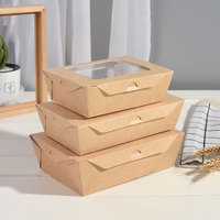 Groothandel Eco-vriendelijke Biologisch afbreekbare Kraft Papier Voedselverpakking voor Salade, Noedels, Sushi, Babyvoeding, Afhaalmaaltijden, Lunchverpakkingen PET PP