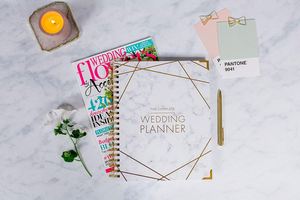 2024 Custom Printing Undated Bridal Planning Diary Marble Gold Spiral Binding Leather Cover A5 <b>Wedding</b> Guest <b>Book</b> Planner - Product Image 3