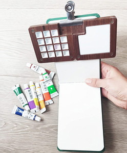 Caja de <span class=keywords><strong>paleta</strong></span> de acuarela de madera de nogal de 15 <span class=keywords><strong>colores</strong></span>, herramientas de <span class=keywords><strong>pintura</strong></span> de viaje, <span class=keywords><strong>paleta</strong></span> de acuarela portátil con Clip para estudiantes y artistas - Product Image 4