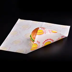 Papel desechable a prueba de grasa para envoltura de hamburguesas, proveedor Chino