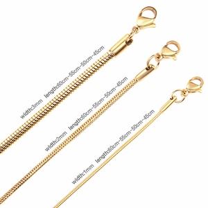 Cadena de Acero de 1mm/2mm, Chapada en Oro de 18K, Tipo Serpiente, Venta al por Mayor de Joyería - Product Image 5