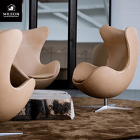 Sillón Individual Nórdico, Modelo para Conferencias y Hoteles, Diseño Simple para Sala de Estar, Metal, Cuero, Tela, Giratorio, Esférico