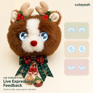 Llavero <span class=keywords><strong>de</strong></span> Peluche <span class=keywords><strong>de</strong></span> Reno Kawaii, con Ojos Grandes, Activación por Voz, IA, Educativo Montessori, Regalo Navideño para Niños - Product Image 2