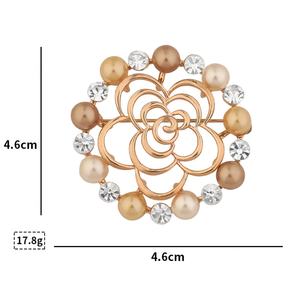 เข็มกลัดเพชรแฟชั่น เข็มกลัดทองแดงคุณภาพสูงแบบสั่งทำ เข็มกลัดแฟชั่นประดับมุกและเพชรซิร์คอนรูปดอกไม้สำหรับผู้หญิง - Product Image 6