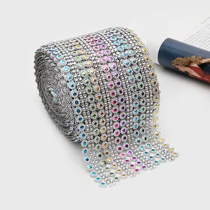闪亮花朵装饰水钻蕾丝装饰钻石网布包裹卷水晶工艺品水钻丝带