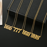 Collar de acero inoxidable chapado en oro de 18 quilates 111 222 333 444 555 666 777 888 000 collar delicado collar con número de Ángel para mujer