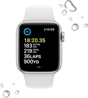 Pour Watch SE (2e génération) (GPS 40 mm OLED) - Boîtier en aluminium argenté avec bracelet sport blanc, moniteur de fréquence cardiaque et de sommeil (reconditionné)