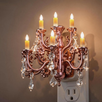 Lampes de nuit vintage LOHAS, style chandelier, couleur or rose, décor LED, lampe de chevet pour chambre à coucher, salle de bain