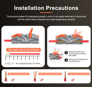 Bloque de terminales de cable eléctrico de alta calidad Conectores de cable de palanca rápida de empuje bilateral para conector de palanca de iluminación - Product Image 6