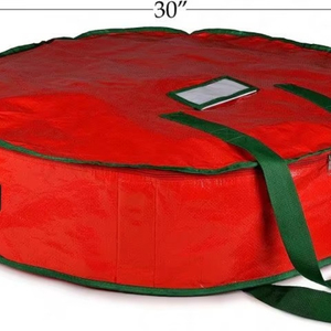 BSCI Factory Wholesale High Quality Reusable Christmas Ornament Storage Bags <b>Xmas</b> <b>Wreath</b> Round Storage Hand Bag - Product Image 4