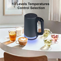 Hervidor Eléctrico Digital de Acero Inoxidable Negro de 1.7l con Ajuste de Temperatura para Bebidas Domésticas