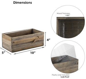 Jardinière rectangulaire en bois rustique de grande capacité, faite à la main, plusieurs couleurs, boîte intérieure en plastique pour pot de fleurs de fenêtre - Product Image 2