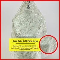 Tissu pour robe de mariée en dentelle brodée tube de perles à paillettes dorées pour la décoration de vêtements de performance