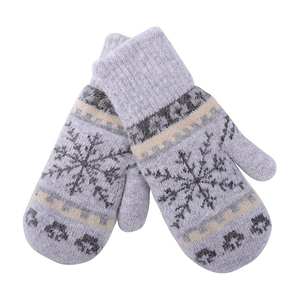 <span class=keywords><strong>Mitaines</strong></span> en acrylique jacquard personnalisées, chaudes pour l'hiver, doublure épaisse, douces, double couche, motif flocon de neige, extensibles, tricotées, pour temps froid - Product Image 2
