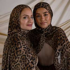 ホット販売アラビアヒョウ印刷モーダルフィーリングヒジャーブタイダイスタイル花柄プリントヘッドスカーフショール女性用 - Product Image 2