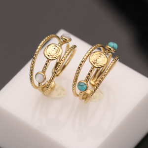 Toptan <span class=keywords><strong>Boho</strong></span> Altın Paslanmaz Çelik Su Geçirmez Kadınlar İçin Düğün Nişan Zirkonyum Taşlı Yüzükler - Product Image 1