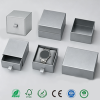 Boîte à montre rigide en argent personnalisée, emballage de boîte à montre, boîte cadeau en carton avec cordon, boîte cadeau pour montre en papier, logo OEM, boîte à montre intelligente unique