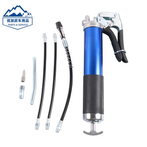 Pistola de Engrase Manual de 7000 Psi, de Aleación de Aluminio Azul, de Alta Presión, con Accesorios y Tubo - Product Image 1