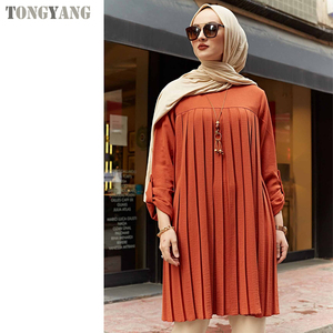 Tongyang Geplooid Meisje Blouse Shirt Verstelbare Mouw Vrouwen Top Islamisme <span class=keywords><strong>Blouses</strong></span> Voor Moslim Vrouwen Vele Kleuren Moslim Mode - Product Image 4