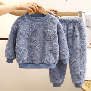 Ensemble de pyjamas décontractés pour enfants, chaud, automne-hiver, vêtements d'intérieur épais pour garçons, <span class=keywords><strong>velours</strong></span>, sélection rigoureuse - Product Image 4