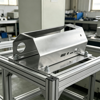 Cache d'équipement sur mesure en acier inoxydable/aluminium, finition brossée, découpes d'interface, ouverture circulaire d'extrémité pour OEM