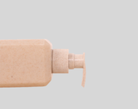 Bouteille de savon liquide carrée écologique et biodégradable en paille de blé de 300 ml avec pompe à lotion et estampage doré