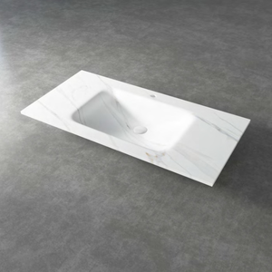 Nhà Máy Trực Tiếp Hiện Đại Trắng Một Mảnh Liền Mạch Rock Slab Phòng Tắm Rửa Lưu Vực Uốn Nóng Thiêu Kết Đá Cho Khách Sạn - Product Image 2