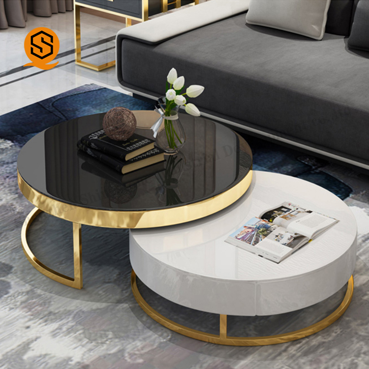 Золотистый Прямоугольный белый стеклянный журнальный столик в стиле лука современный интерактивный журнальный столик