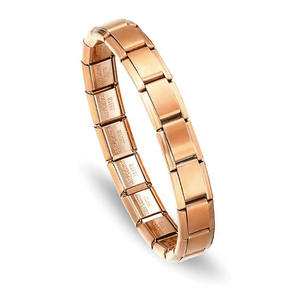 Pulsera Elástica <span class=keywords><strong>de</strong></span> <span class=keywords><strong>Acero</strong></span> Inoxidable con Módulos Italianos Chapados en Oro Multicolor BS2090, Pulseras con Dijes <span class=keywords><strong>de</strong></span> Moda para Mujer - Product Image 2