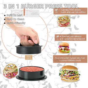 Alat Panggang Daging BBQ 3 in 1 dari Baja Anti Karat Ramah Lingkungan, Aman untuk Mesin Cuci Piring, Cetakan <span class=keywords><strong>Burger</strong></span>, Alat Penekan <span class=keywords><strong>Burger</strong></span> - Product Image 2