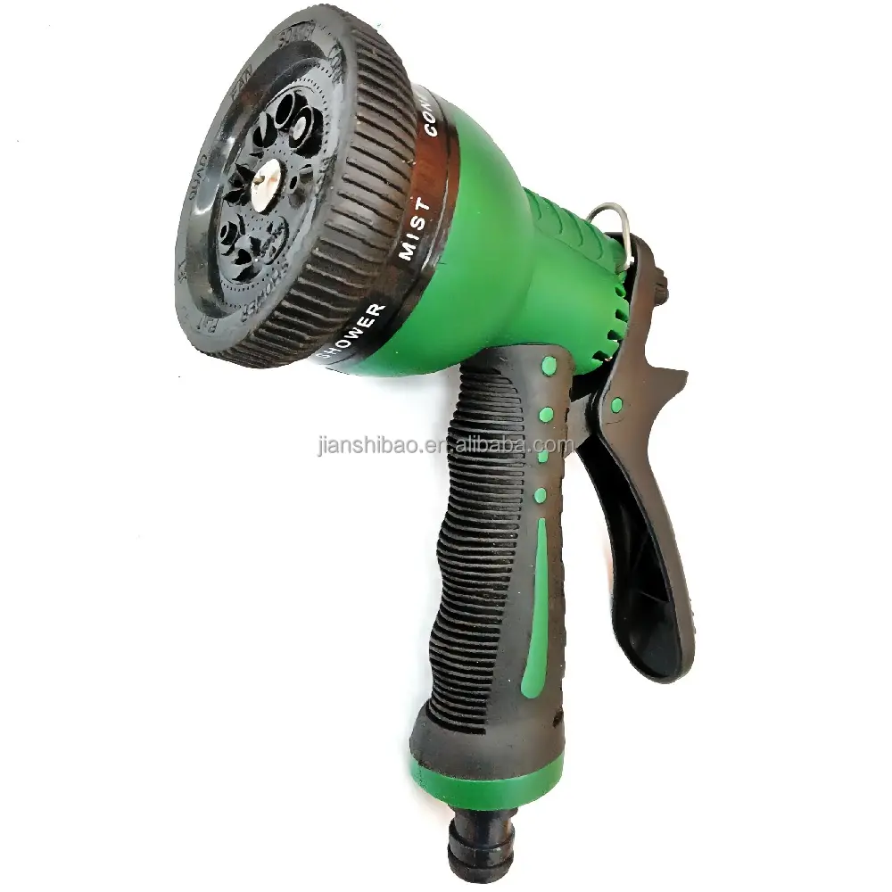 High Pressure Hose Nozzle Plastic Multi Pattern Spray Nozzle Garden Water Gun With Soft Grip