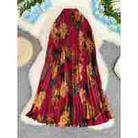 Robe vintage haut de gamme imprimée de fleurs végétales, taille empire, infroissable, plissée, coupe trapèze, pour l'été, style Europe, Amérique, Afrique du Sud