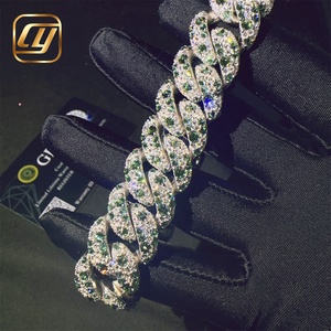 Pulsera de Lujo Estilo Cubano, Plata de Ley 925, Diamantes Moissanite VVS, 18MM, Cadena Cubana con Incrustaciones de Diamantes, Joyería Hip Hop - Product Image 1