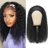 Nouvelle perruque synthétique Lace Front pour femmes africaines, 16 pouces, brun foncé, petites boucles, raie moyenne, avec bandeau