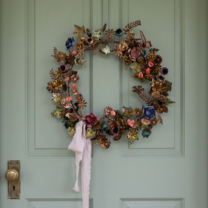 Corona Floral Hecha a Mano, Decoración Bohemia Circular para Colgar en la Pared, Arte de Fibra Vegetal para Adornos Navideños del Hogar - Product Image 3