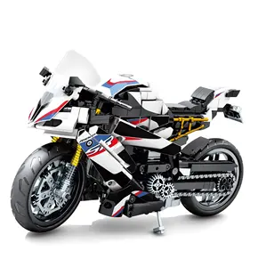 SEMBO701812技術的に有名なレーシングカーモーターサイクルビルディングブロックモックアセンブリモデルレンガ子供のためのDiyおもちゃ