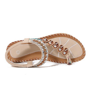 Sandalias Planas de Estilo Bohemio para Mujer con Pedrería, Suela de TPR, Transpirables, para Usar en Verano - Product Image 5