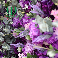 Mur de fleurs artificielles 3D 5D en roses violettes et roses, hortensias, 2,4 m x 2,4 m, pour décoration de mariage et de fête - Vente en gros