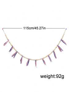 Guirnalda de cuentas de madera de granja del Día DE LA Independencia Guirnalda de cuentas de madera patriótica Banner patriótico para la decoración del 4 de julio - Product Image 5